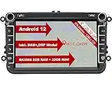 M.I.C. AV8V7-lite Android 12 Autoradio mit navi Ersatz für VW Golf t5 touran Passat RNS RCD Skoda SEAT: DSP DAB Plus Bluetooth 5.0 WiFi 2 din 8" IPS Bildschirm 2G+32G USB Auto zubehör DE/at/CH