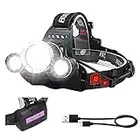 Boruit HP700 Rechargeable LED Headlamp Super Bright 5000 Lumen with Back up Light - 4 Light Mode, USB-C, Waterproof Adult Head Lamp with Battery Indicator