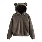 Générique Sweat à Capuche Manche Longue Hoodies,Ado Sweat à Capuche Oreilles d'ours Mignon Double Face Velours,Sweatshirt Tops Hoodies Pull Tunique Blouse