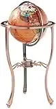 Unique Art 330-GTH-AMBER-COPPER 36-Inch by 13-Inch Floor Standing Amberlite Gemstone World Globe with Gold Tripod