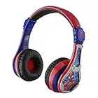 eKids Spiderman Bluetooth Kids Headphones with Microphone, Volume Reduced to Protect Hearing Rechargeable Battery, Adjustable Kids Headband for School Home or Travel