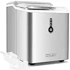 KUMIO Ice Makers Machine Countertop, 12kg/24h, 9 Thick Bullet Ice Ready in 6-9 Mins, Portable Ice Maker with Ice Scoop and Basket, 1.5L Water Tank, Compact Design for Home Kitchen Office Party, Silver