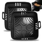 22cm Accessori Friggitrice ad Aria in Silicone, 2PCS Teglie Quadrata in Silicone XXL Accessori Airfryer per COSORI 5,5L 6,4L Air fryer, Pieghevole Riutilizzabile