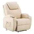 M MCombo Fauteuil Relax électrique Fauteuil de Massage Fauteuil TV Fonction inclinable Vibration Chauffage 7061 Nouveau modèle (Similicuir crème)