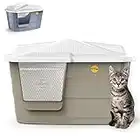 Cat Centre Beige Large Cat Hooded Litter Tray Box or Cat House Spacious Adult Cats Kittens Covered Toilet Enclosed Pan Loo Charcoal Filter Flap Door Lidded Detachable Hood Easy Cleaning