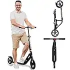 Hudora Folding ,Adjustable Height Scooter for Adults 300 Lbs ,Teens 12 Years and up, Kick Scooter for Outdoor Use (Black)