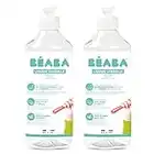 BÉABA, Detergente per biberon e accessori per la pappa, 100% di origine naturale, prodotto in Francia, senza profumo, flaconi 100% biodegradabili, lotto di 2x500 ml