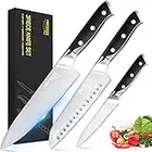 Professional Chef Knife Set Sharp Knife, German High Carbon Stainless Steel Kitchen Knife Set 3 PCS-8"Chefs Knife &7"Santoku Knife&5"Utility Knife, Knives Set for Kitchen with Gift Box