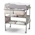 Sweeby Portable Baby Changing Table, Foldable Changing Table Dresser Changing Station for Infant, Waterproof Diaper Changing Table Pad Topper, Mobile Nursery Organizer for Newborn Essentials (Grey)