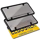 eletecpro Tinted Car License Plates Shields Frames Combo 2 Packs Clear Smoked Plate Cover Bubble Shields with Frames Fits Any Standard US Plate Screw Caps Included