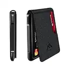 Aluminum Tactical Mens Wallet - Wallets for Men with Leather RFID Blocking Metal Carbon Fiber Pattern Gift (Black PU)