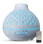 Junlic Diffusore di Oli Essenziali 400ml, Umidificatore Ultrasuoni Diffusore di Aroma Diffusori Oli Profumati Nebulizzatore Silenzioso Automatico 7 Colori LED per Yoga Spa