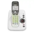 VTech VG104 DECT 6.0 Cordless Phone for Home with Answering Machine, Blue-White Backlit Display, Backlit Buttons, Full Duplex Speakerphone, Caller ID/Call Waiting, Reliable 1000 ft Range (White/Grey)