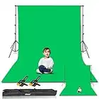 EMART Green Screen Background with Stand, 8.5x10ft(2.6x3m) Photography Backdrop Stand Kit with 10x12ft (3x3.6m) Muslin Chromakey Backdrop for Portrait, Video, Shooting, Photo, Studio