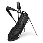 Sunday Golf EL Camino Golftasche von - Leichte Standtasche mit doppeltem Gurt - Einfach zu tragen - Passend für einen kompletten Schlägersatz. Minimalistische Golfer und Golfwagen (Mattschwarz)