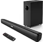 RIOWOIS Sound Bar, Sound Bars for TV, Soundbar, Surround Sound System Home Theater Audio with Wireless Bluetooth 5.0 for PC Gaming, AUX/Opt/Coax Connection, Remote Control Wall Mountable