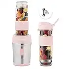 H.Koenig SMOO12 Batidora de Vaso Individual, Licuadora Portátil para Smoothies de Frutas y Verduras, Capacidad de 570 Ml, 300 W, Incluye 2 Botellas Deportivas Portátiles, Sin BPA, Rosa Palo