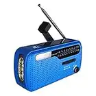 Radio Portatile FM/AM(MW)/SW, Manovella/Batteria e Rete/Stazione Radio a Transistor Solare, Dispositivo di Emergenza Radio Meteo con Torcia a 3 LED e Caricabatterie per Telefono,Ricezione/Altoparlant