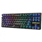 KITCOM TKL RGB Gaming Mechanical Keyboard NK60T Cherry MX Blue Switches Equivalent Compact 87 Keys Tenkeyless LED Backlit Detachable USB Type-C Cable Computer Wired Keyboard (Blue Keyboard)