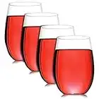 Unbreakable Wine Glasses - Set of 4 | Shatterproof & Reusable Plastic Drinking Cups | Stemless Camping & Party Glasses | Pukkr