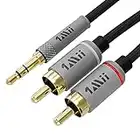 1mii Câble Audio Mâle 3,5 mm vers 2 RCA, Adaptateur Aux Plaqué or Compatible pour Téléviseur, Smartphones, MP3, Tablettes, Haut-parleurs, Cinéma Maison (3,3 pieds, 1 mètre)