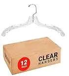 Clear Hangers 12 Pack Shirt Hangers Clear Plastic Hangers Crystal for Clothes Hangers - Hangers Space Saving Heavy Duty - Durable Shirt & Coat Hangers Closet Hangers Dress Hangers