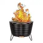 TIKI Brand Smokeless Patio Fire Pit, Wood Burning Outdoor Fire Pit - Includes Wood Pack, Modern Design with Removable Ash Pan, 24.75 x 24.75 x 18.75 inches, Black