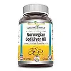 Amazing Omega Norwegian Cod Liver Oil 1250 mg 120 Softgels Supplement (Fresh Orange Flavor)