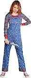 Party City Chucky Halloween Costume for Women, Child’s Play, Large (10-12), with Jumpsuit
