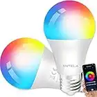 ANTELA Lampadine LED Alexa Inteligente WiFi E27, Dimmerabile Lampadina Smart 9W 806ML 80W equivalente, RGB & 2700K-6500K bianco freddo caldo, compatibile con Alexa/Google Home, 2 pezzi