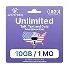 USA Travel Sim Card (30 Days), 10GB High-Speed Data, Unlimited Talk/Text/2G Data, Unlimited Calling to Canada, Quick Activation (1 Month)