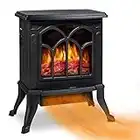 LifePlus Electric Fireplace Heater, Freestanding Fireplace Stove with Real Flame Effect, Retro Style, Portable Fireplace Space Heater for Indoor Use Small Space