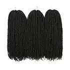 Melisay 3 paquetes de 3 unidades Afro Kinky Bulk Kanekalon Marley Pelo sintético sintético Locs Crochet trenzas rizado Marley trenzado Twist extensiones de pelo - # 1B