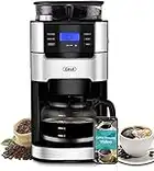 Gevi 10-Cup Drip Coffee Maker, Grind and Brew Automatic Coffee Machine with Built-In Burr Coffee Grinder, Programmable Timer Mode and Keep Warm Plate, 1.5L Large Capacity Water Tank, Black