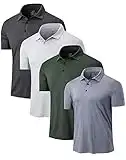 TELALEO 4 Pack Mens Polo Shirts Quick Dry Short Sleeve Golf T Shirt Performance Moisture Wicking Casual Workout SetA L