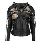 Urban Leather UR-152 Chaqueta Moto Mujer de Cuero '58 LADIES', Armadura Removible para Espalda, Hombros y Codos Aprobada por la CE, Negro, S