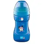 MAM Sportbecher, 330 ml, trendiger auslaufsicherer Becher für 12+ Monate, Kleinkind Trinkflasche mit freiem Durchfluss, Kleinkind Trinkbecher, Blau (Designs können variieren)