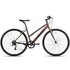 AVASTA Road Hybrid Bike for Women, Lightweight Step Throught 700c Aluminum Alloy Frame City Commuter Comfort Bicycle, 7-Speed Drivetrain, Matt Wine Red