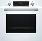 Bosch HBA533BW1 Serie 4 Einbau-Backofen, 60 x 60 cm, EcoClean Direct Reinigungshilfe, 3D Heißluft Backen auf 3 Ebenen, LED-Display, Versenkknebel, Schnellaufheizung, Kindersicherung