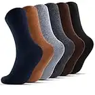 SATINIOR 6 Pairs Men Walking Socks Thick Wool Socks Men Thermal Crew Socks Soft Casual Winter Socks Woolen Breathable Knitting Boot Socks for Cold Weather Warm Gifts, 6 Colors