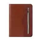 KXF A5 Zipped Executive Conference Folder PU Leather Business Presentation Folder Portfolio Travel Document Organiser Padfolio with Calculator, Pad Ring Binder, Refillable Lined Pages