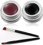 Mysense 2PCS Cream Gel Eyeliner,Black and Brown Eyeliner Makeup,Water-proof Smudge-proof Last for All Day Long Smooth Easy to Apply Eyeliner Gel with Brush