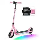 SmooSat Patinete eléctrico E9 Pro para niños, Coloridas Luces arcoíris, Pantalla LED, Velocidad y Altura Ajustables, Plegable y Ligero Scooter eléctrico para niños a Partir de 8 años