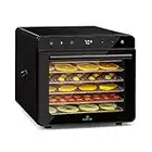 Klarstein Deshydrateur Alimentaire, Séchoir à Légumes, Herbes et Viandes, Déshydrateur de Fruits Secs 700W avec 6 Plateaux à Grille Métallique, Four à Viande Séchée en Métal, Minuterie, Noir