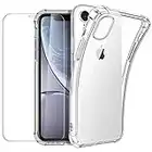 New&Teck - Funda para iPhone XR (6.1) + Protector de Pantalla de Cristal Templado, Funda para iPhone XR de Silicona TPU Flexible [Bumper con Esquinas reforzadas], protección Clara