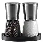 Vevouk Salt and Pepper Grinder Mill Set,Adjustable Ceramic Coarseness Core Stainless Steel Pepper Salt Grinders Mill Table Salt Shaker with Rubber Stand for Peppercorn Kitchen Gifts