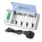 EBL Universal LCD Display Battery Charger with Discharge Function for AA, AAA, C, D Ni-MH Ni-CD Rechargeable Batteries(906)