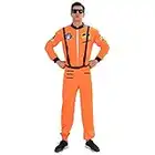 EraSpooky Men's Astronaut Costume Spaceman Suit Fancy Dress Cosplay Halloween Party Funny Outfit for Adult Men,Orange,XL