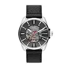 Diesel Men's 44mm MS9 Automatic Stainless Steel and Leather Mechanical Watch, Color: Silver, Black (Model: DZ1966)