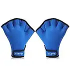 TAGVO Gants de Natation Gants Aquatiques Résistant à l'eau Gants Néoprène Palmés Gants d'entraînement pour Homme Femme Adulte Fitness Nage Surf Bain Gants Piscine Aqua Gants Bleu